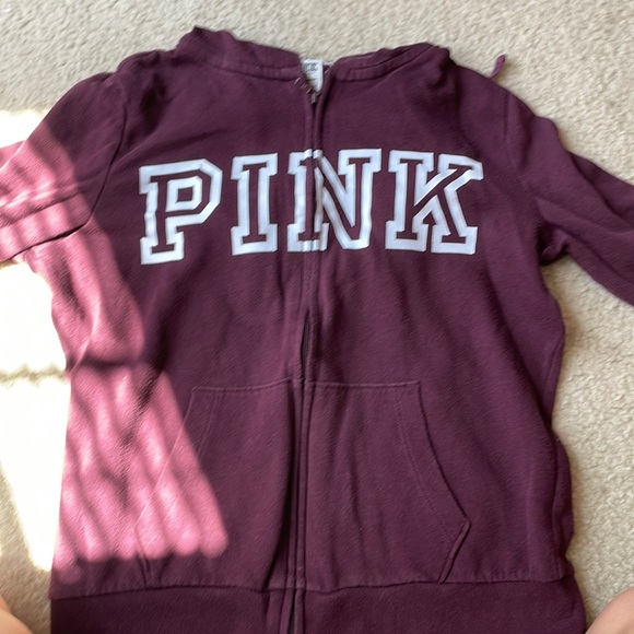 PINK Victoria's Secret Tops - Burgundy PINK Zip up hoodie